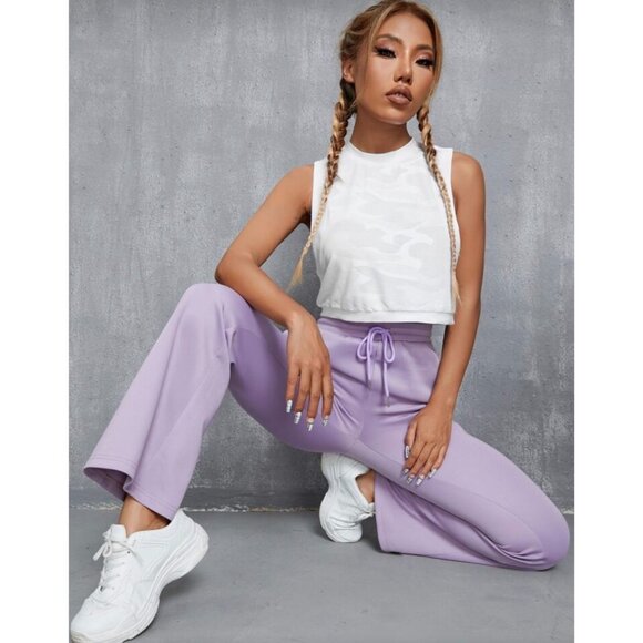 Easithlete White Camo Mesh Crop Tank Top Sleeveless Workout Tee SM NWOT - Picture 3 of 4